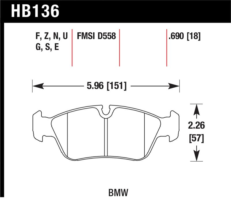 BMW 3 Series Brake Pads - Front - Hawk Performance - DTC-70 Compound - `01-`06